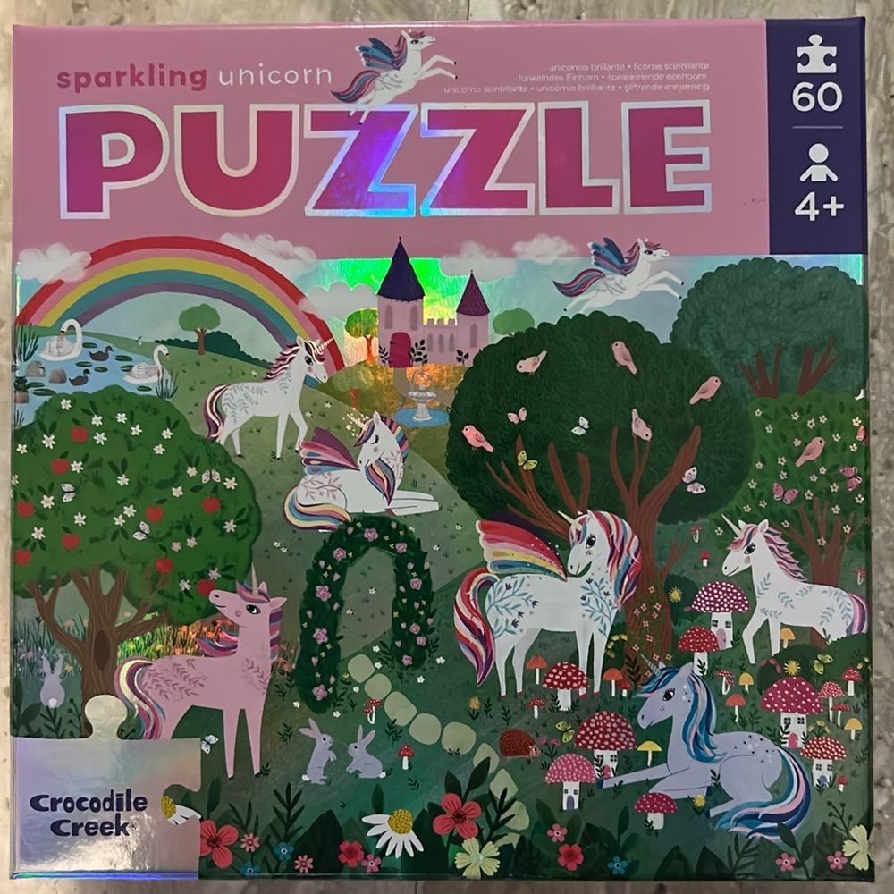 Crocodile Creek Sparkling Unicorn 60 Piece Foil Puzzle.